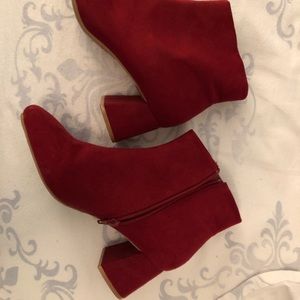 Red suede booties